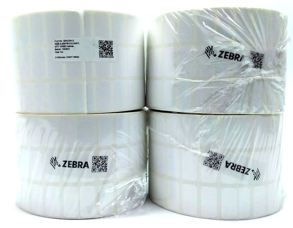 Zebra  Labels 1" x 0.5" Z-Ultimate 2000T Thermal 10023012 Genuine OEM - 5 Rolls