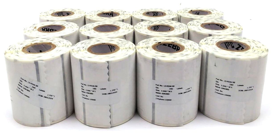 Zebra Labels 2" x 1.25" Z-Perform 1000D Thermal LD-R2AL5B Genuine OEM - 17 Rolls