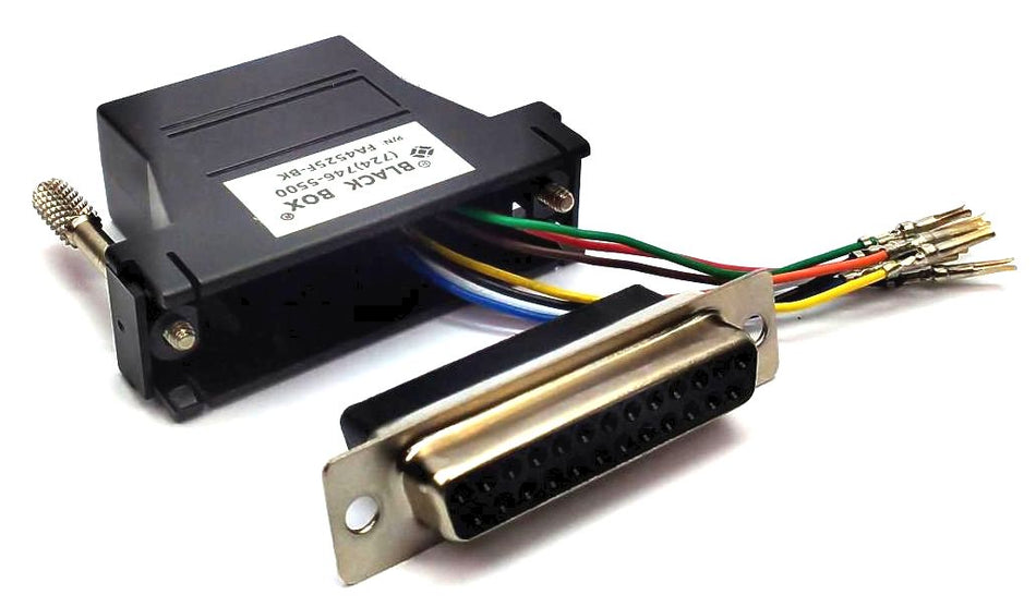 Black Box Modular Network Adapter Kit DB25-F to RJ45-F 8 Wire FA4525F-BK