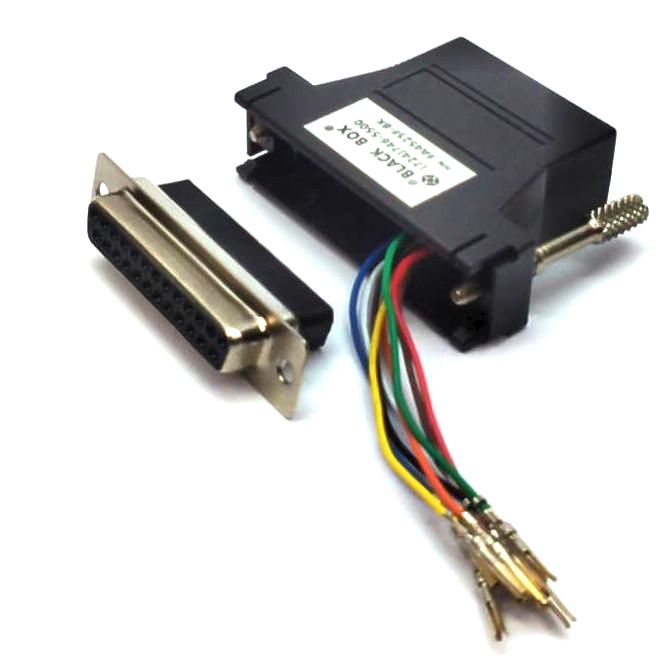 Black Box Modular Network Adapter Kit DB25-F to RJ45-F 8 Wire FA4525F-BK