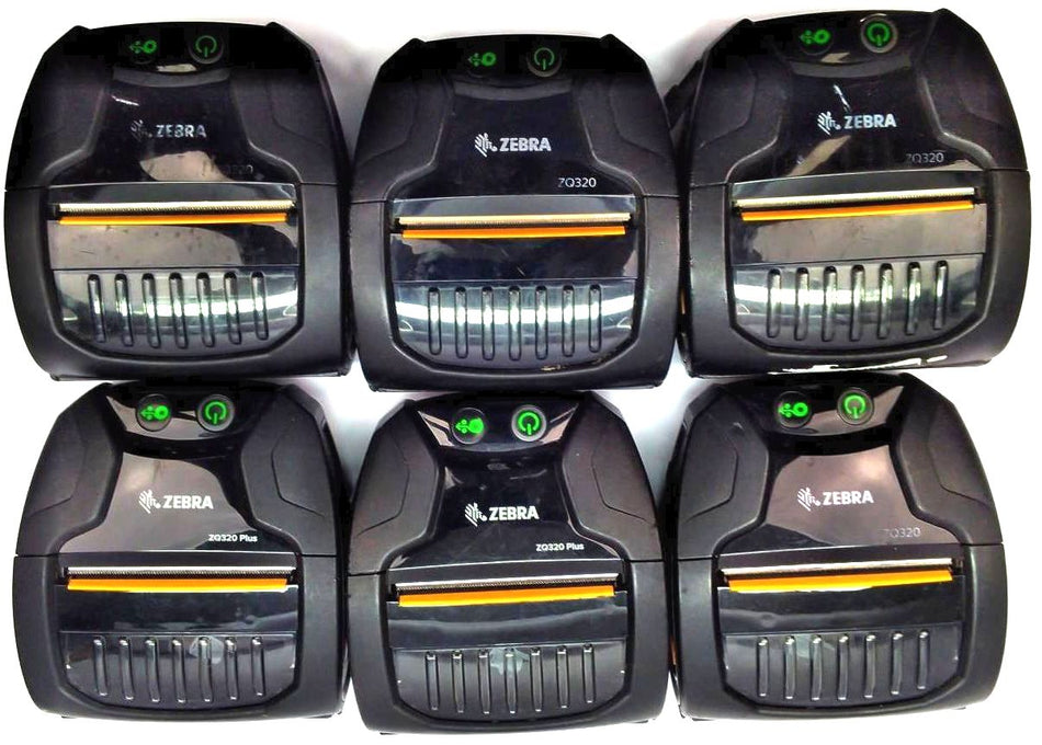 Lot of 6 Zebra ZQ320 Barcode Printer Mobile Bluetooth Wireless ZQ32-A0E04T0-00