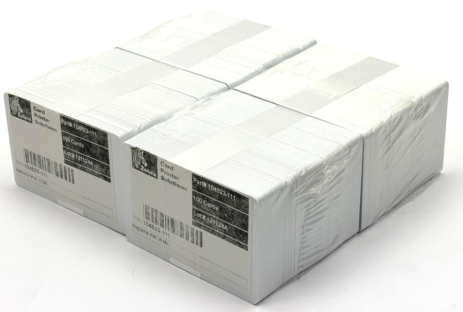 Zebra Premier PVC Blank Plastic ID Cards 30ml White 104523-111 - Pack of 400