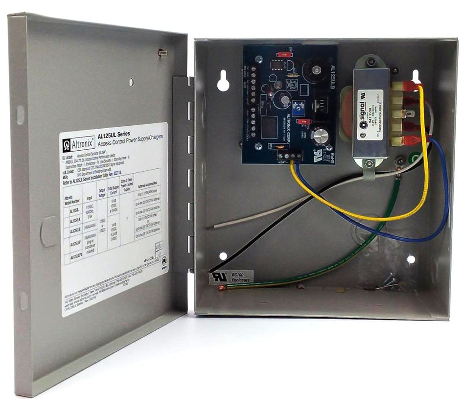 Altronix AL125UL Series Access Control Power Supply 12/24VDC 1A BC100 Enclosure