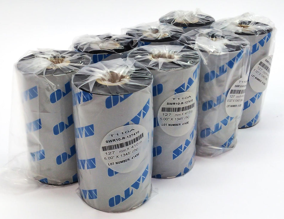 Sato T110A Ribbons 4.30" X 1,345' Thermal Wax Resin SWR10-R-127410 - 24 Rolls