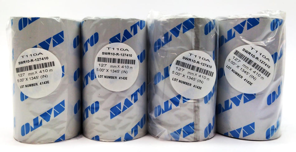 Sato T110A Ribbons 4.30" X 1,345' Thermal Wax Resin SWR10-R-127410 - 24 Rolls