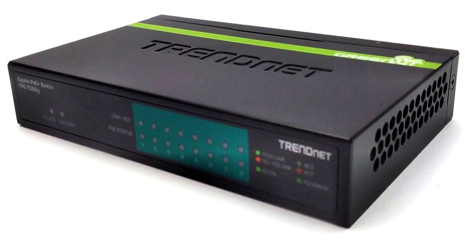 TRENDnet TPE-TG82g/A Gigabit PoE+ Switch 8-Port with LED Indicators