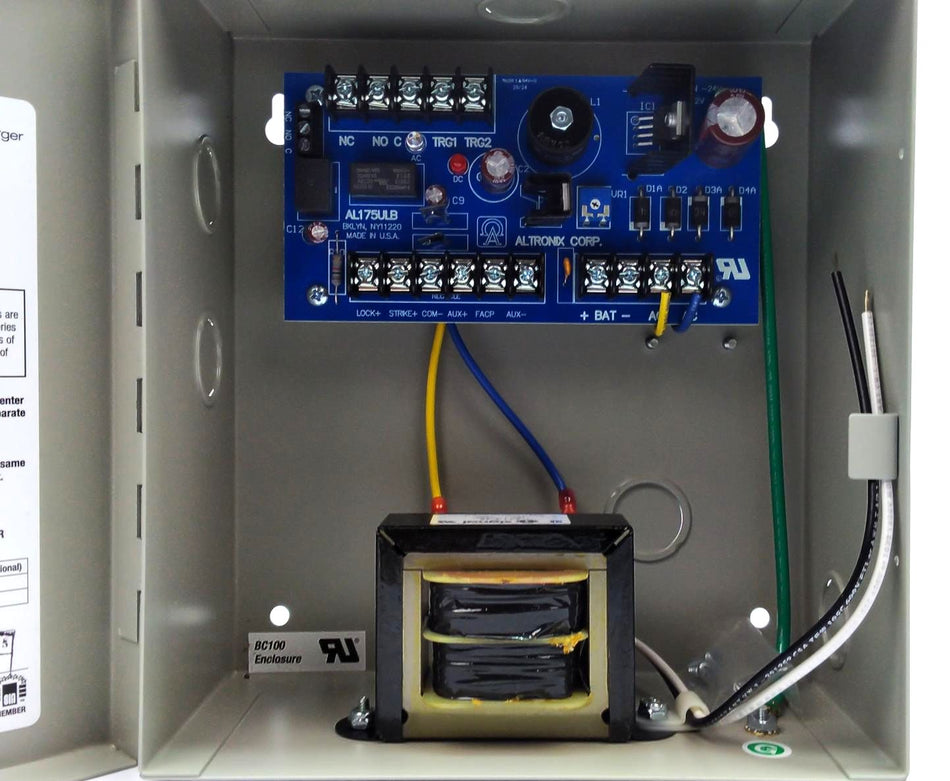 Altronix AL175UL Power Supply Charger BC100 Enclosure 12VDC 24VDC @ 1.75A