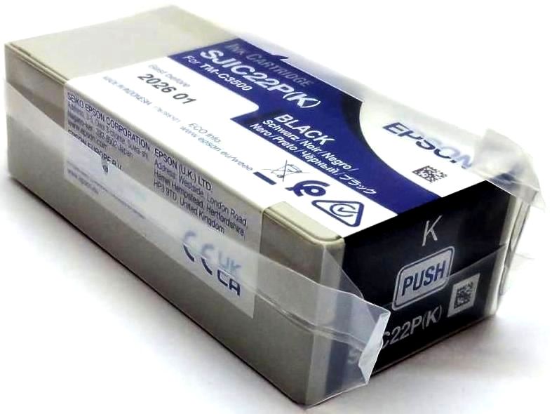 Epson SJIC22P ColorWorks TM-C3500 Printer Ink Cartridge Black Genuine OEM