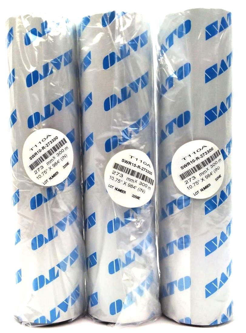 Sato 10.75" x 984' Wax Resin Ribbons T110A SWR10-R-273300 Genuine OEM - 3 Rolls