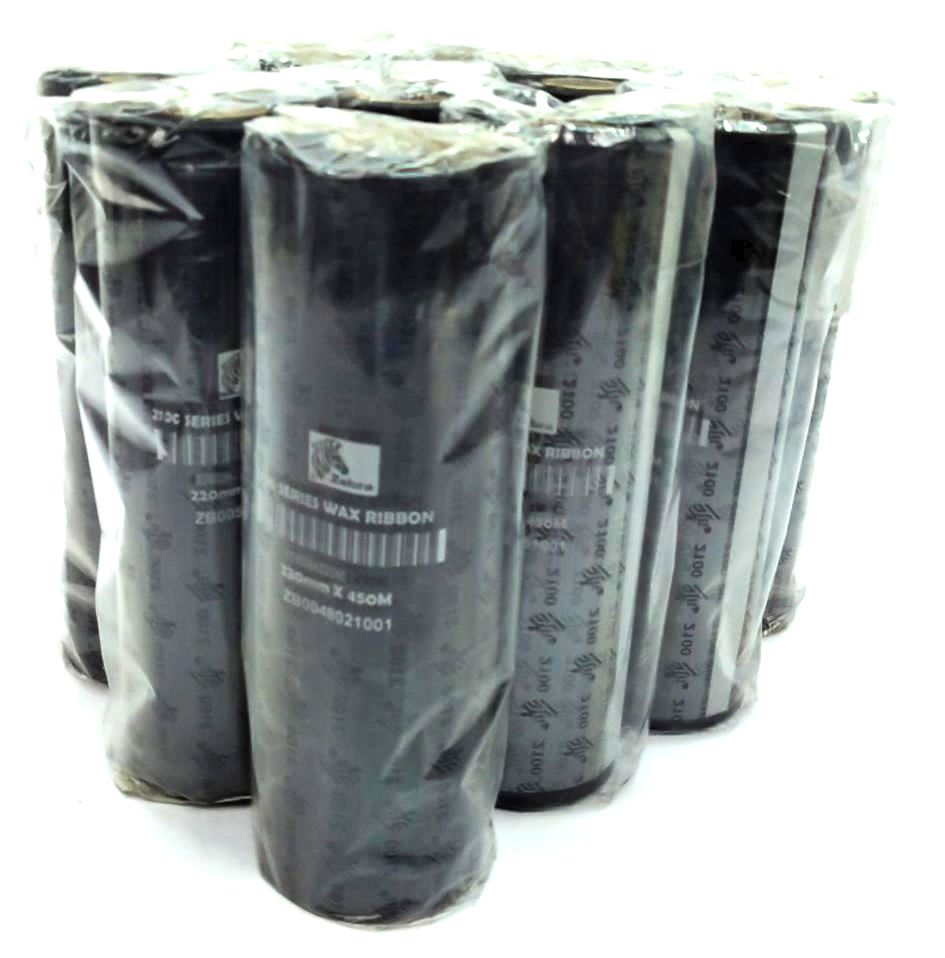 Zebra 2100 High Performance 220mm x 450M Ribbons 02100BK22045 OEM - 10 Rolls