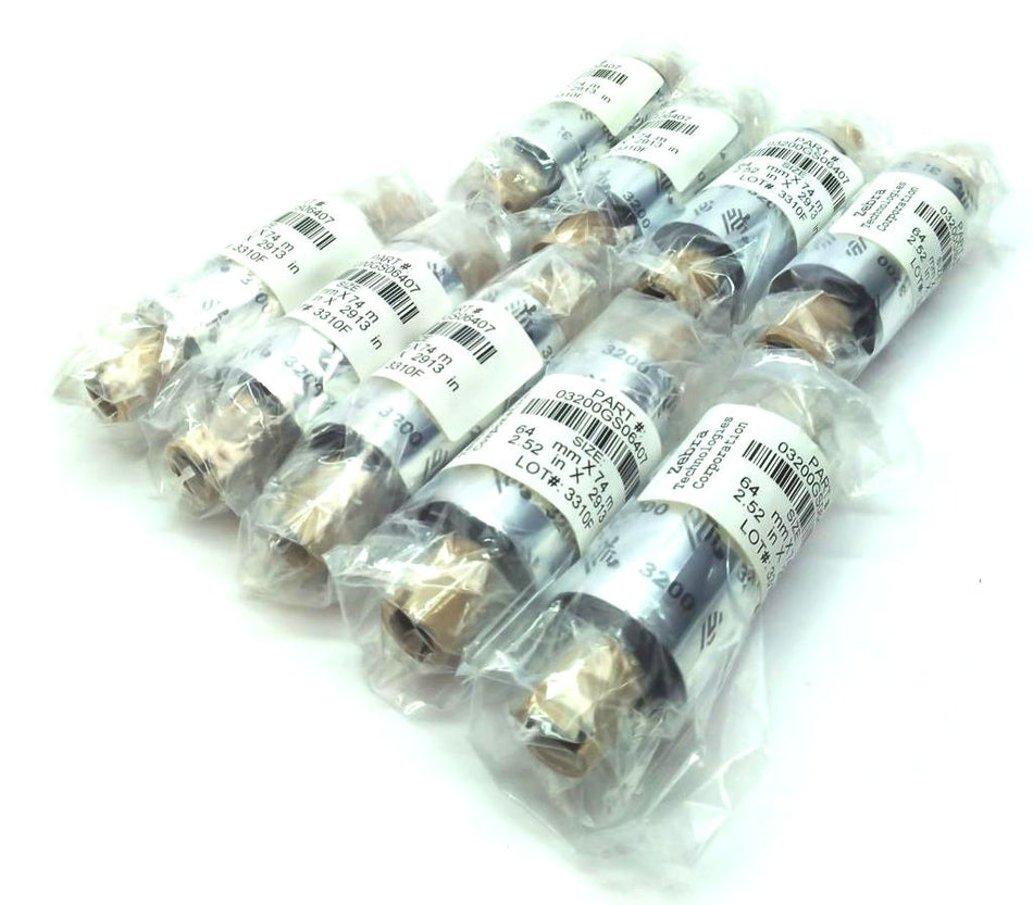 Zebra 2.5" x 2913" 3200 Wax Resin Ribbons 03200GS06407 Genuine OEM - 9 Rolls