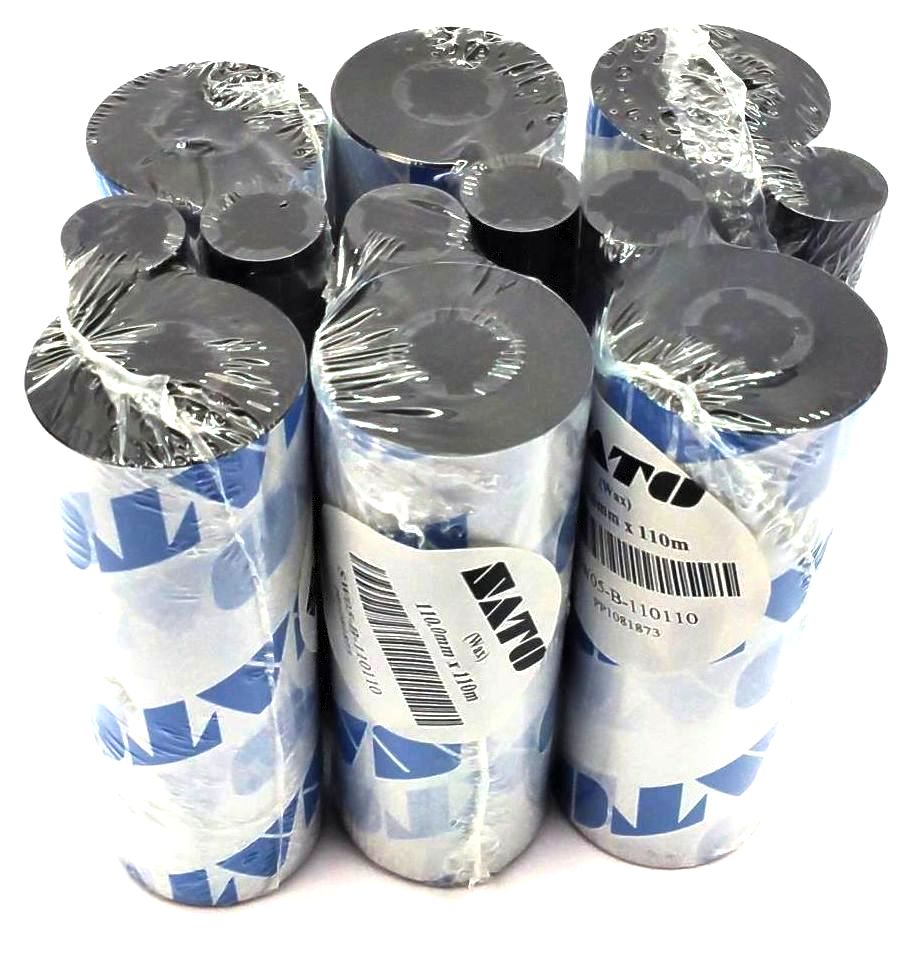 Sato 4.33" x 360' Wax Ribbons Thermal Transfer SW05-B-110110 Genuine - 6 Rolls