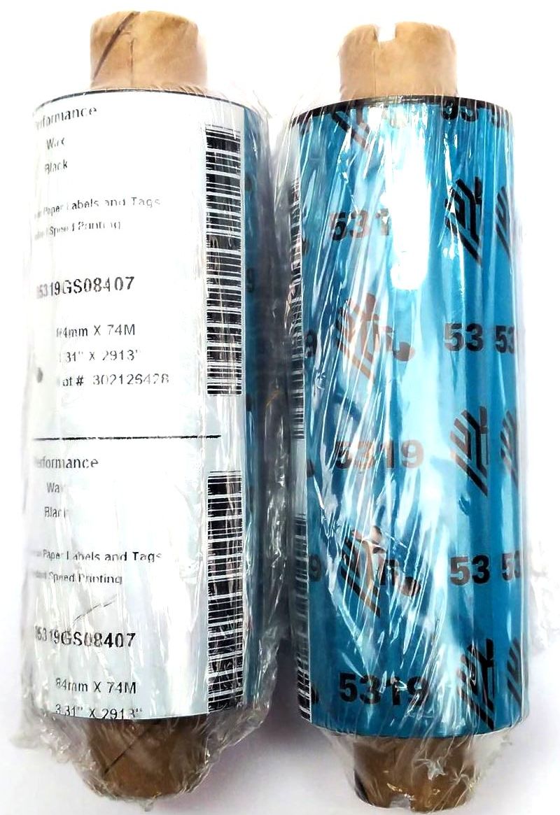 Zebra 3.3" x 2913" Performance Wax Ribbons 5319 05319GS08407 Genuine - 2 Rolls