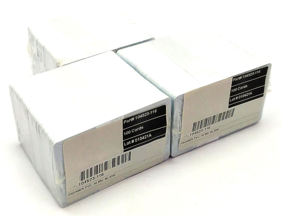 Zebra 104523-116 Premier PVC ID Cards 2.13" x 3.38" 30 Mil Genuine - Pack of 300