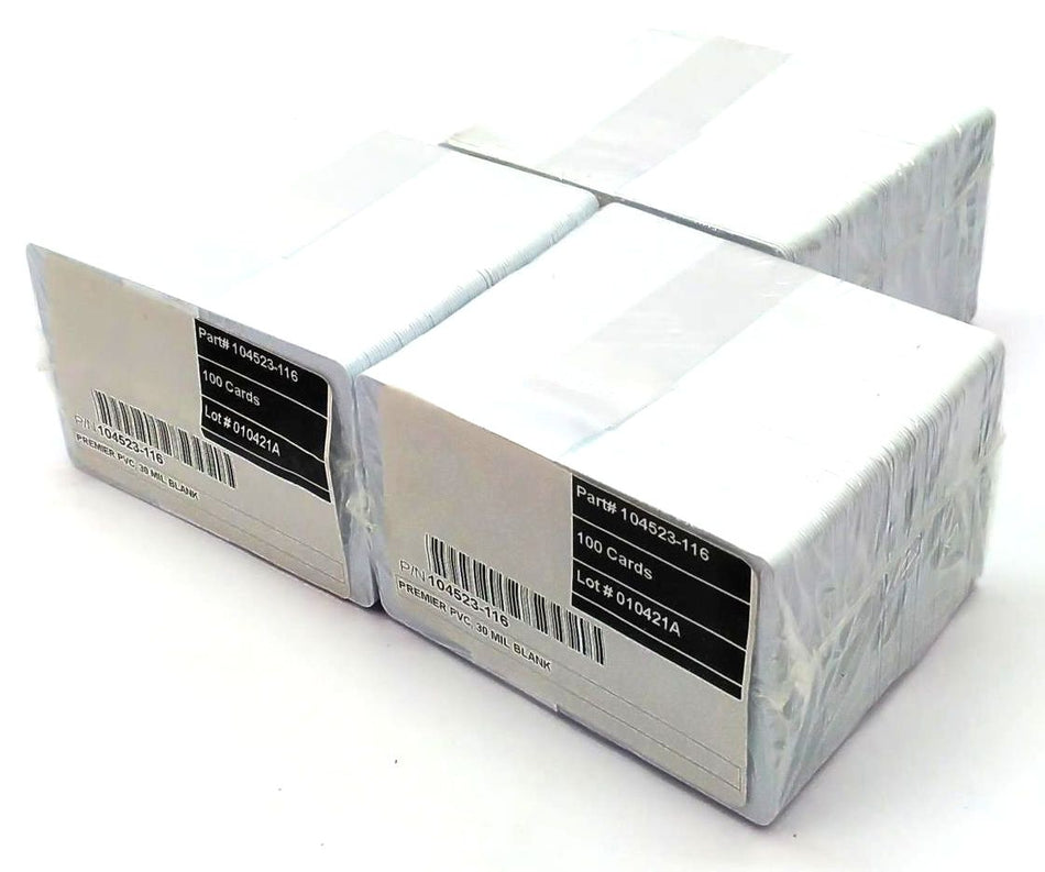 Zebra 104523-116 Premier PVC ID Cards 2.13" x 3.38" 30 Mil Genuine - Pack of 300