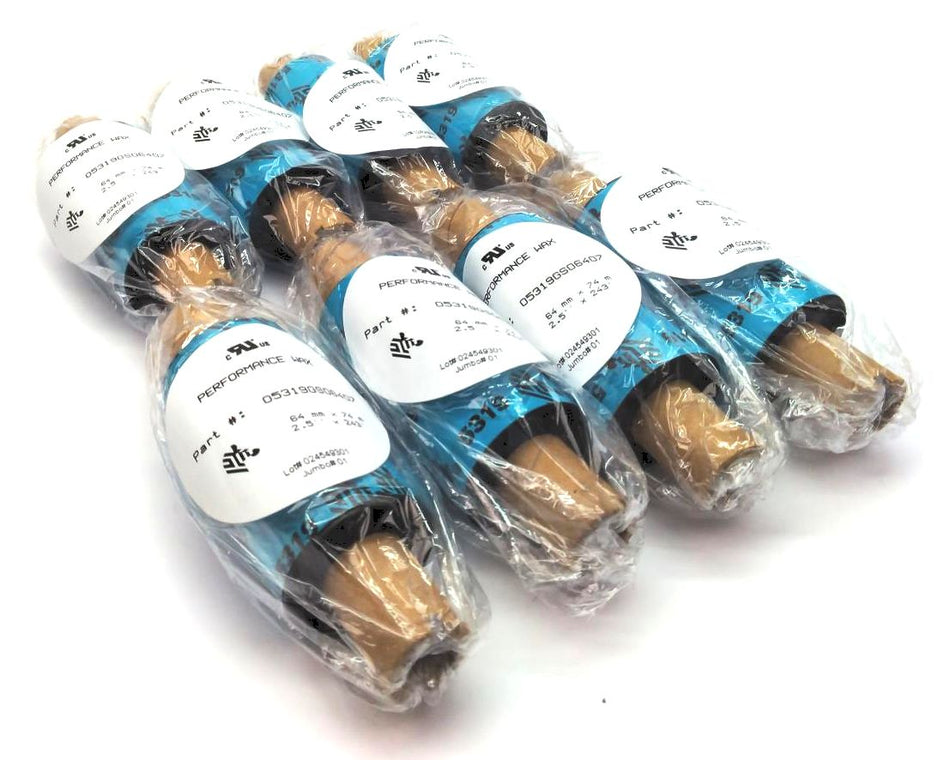 Zebra 2.5" x 243' Performance 5319 Wax Ribbons 05319GS06407 Genuine - 12 Rolls