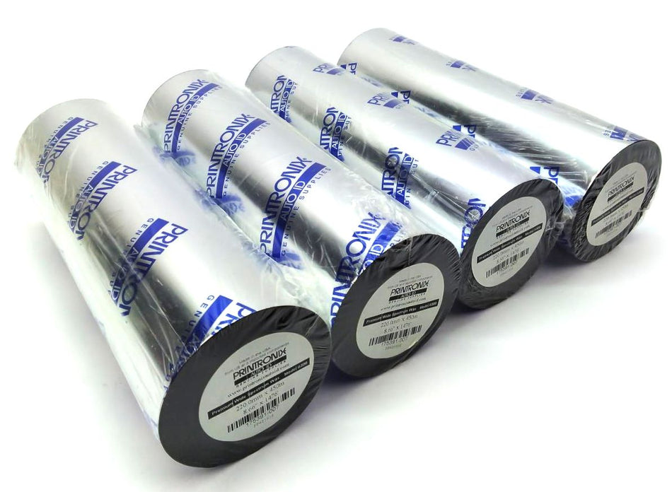 Printronix 8.66" x 1476' Premium Wax Ribbons Black 175391-007 Genuine - 4 Rolls