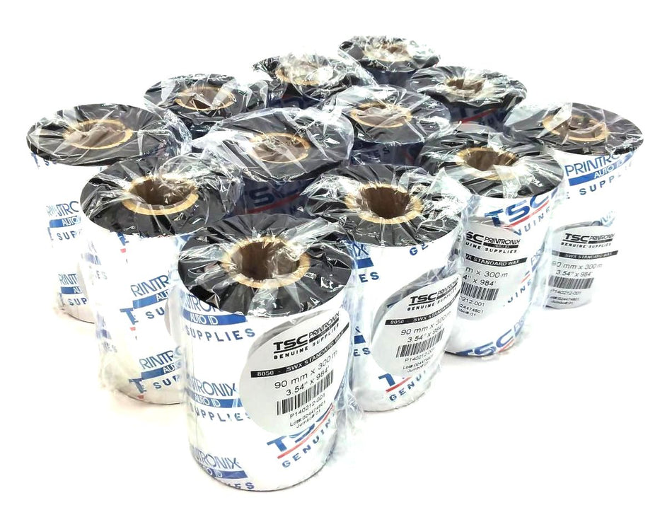 TSC Printronix 3.54" x 984' Wax Ribbons Standard P140212-001 Genuine - 12 Rolls