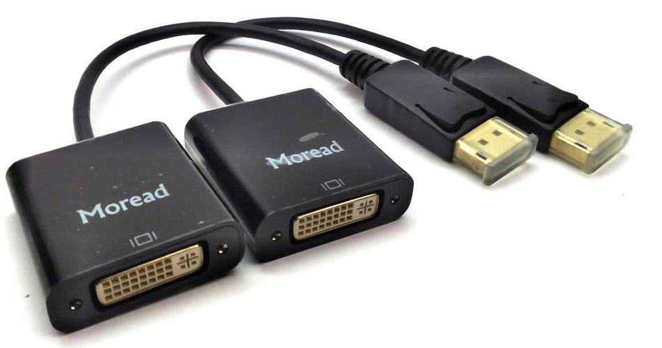 Moread DisplayPort to DVI Female Adapter Cable Gold Plated Pack of 2