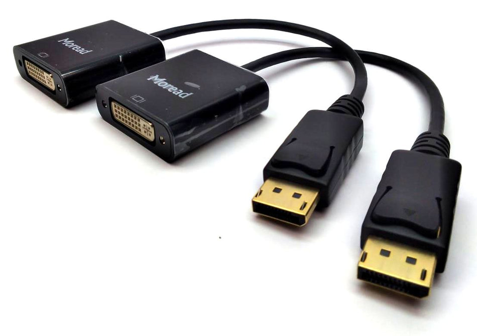 Moread DisplayPort to DVI Female Adapter Cable Gold Plated Pack of 2