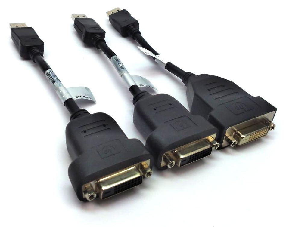 HP Displayport Male to DVI Female Adapter Cable Genuine  481409-001 - Pack of 3