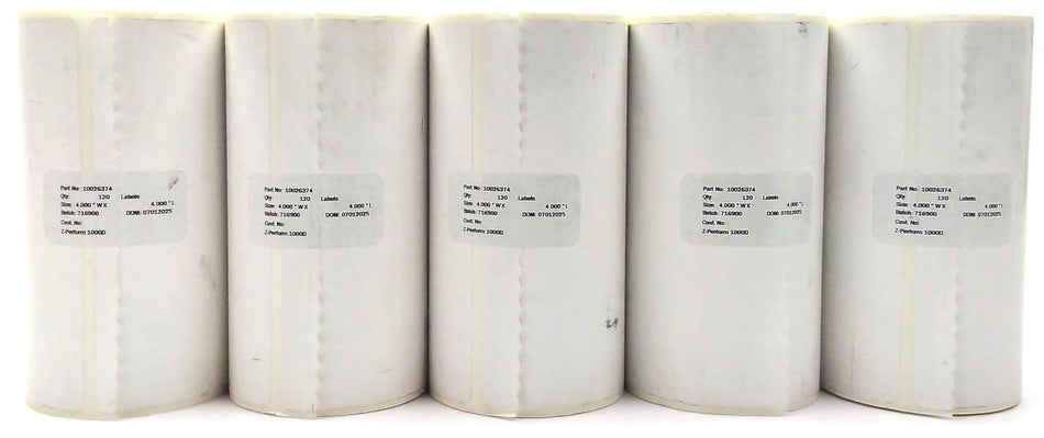 Zebra Labels 4" x 4" Z-Perform 1000D Direct Thermal 10026374 Genuine - 19 Rolls