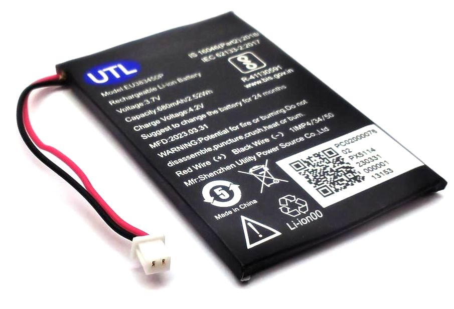 UTL Battery for Ingenico Moby 8500 3.7V 680mAh 5.52Wh Rechargeable EU383450P