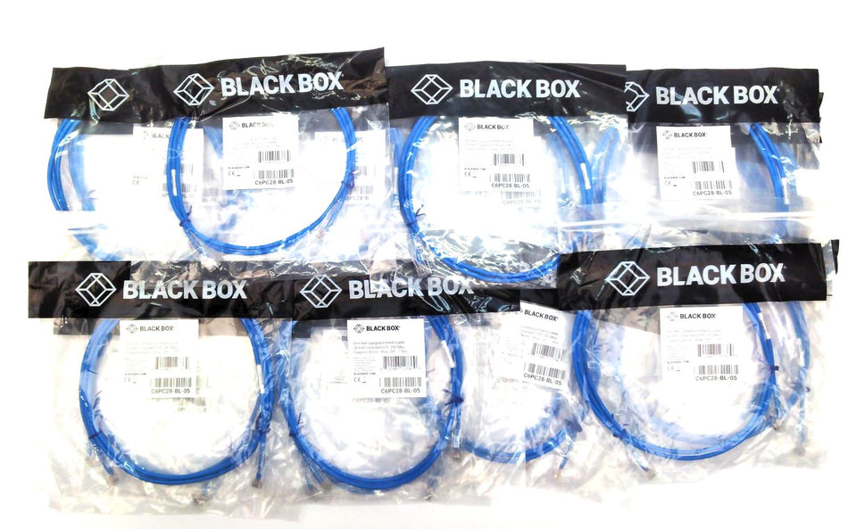 Black Box Slim-Net Cat6 Patch Ethernet Cable 5ft C6PC28BL-05  - Pack of 20