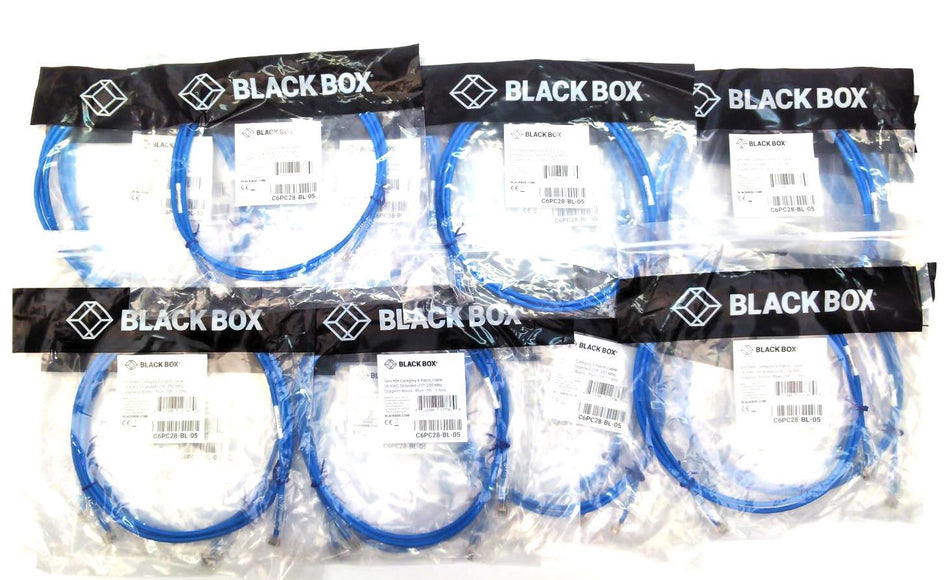 Black Box Slim-Net Cat6 Patch Ethernet Cable 5ft C6PC28BL-05  - Pack of 20