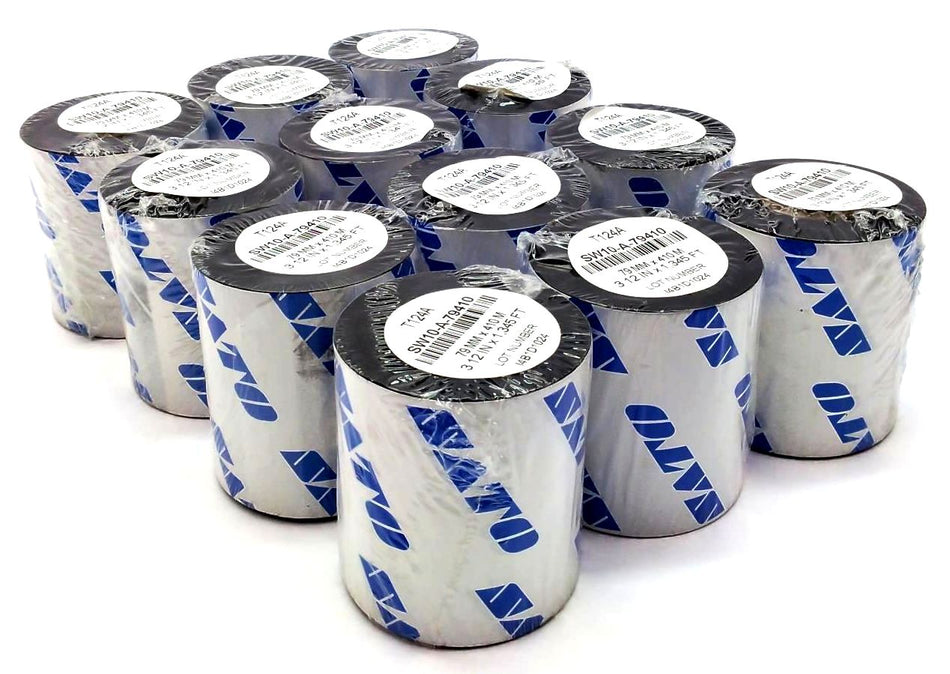 Sato T124A Ribbons 3.12" x 1345' Wax Black SW10-A-79410 Genuine OEM - 12 Rolls