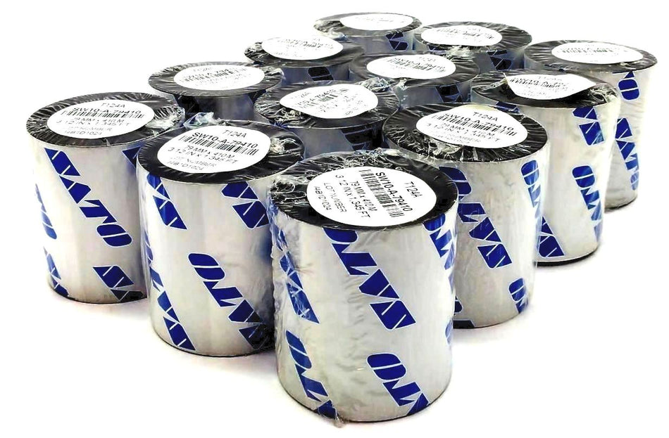Sato T124A Ribbons 3.12" x 1345' Wax Black SW10-A-79410 Genuine OEM - 12 Rolls