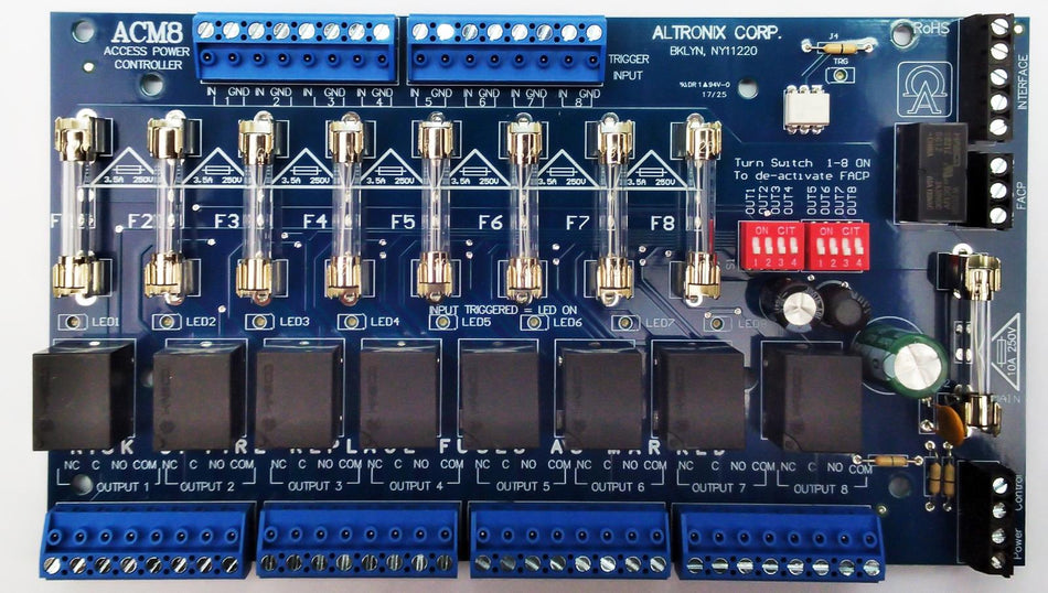 Altronix ACM8 Access Power Controller 8 Fused Outputs12-24V AC