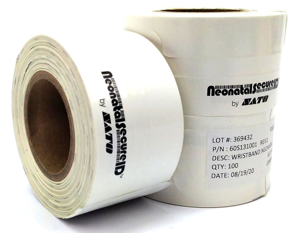 Sato 1.56" x 6" Wristbands Neonatal DT ADH Back 60S131001 Genuine OEM - 5 Rolls