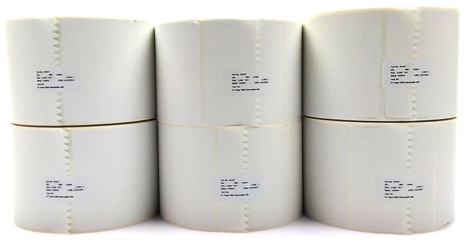 Zebra Thermal Transfer Labels 3" x 3" Adhesive White 95497 Genuine - 12 Rolls