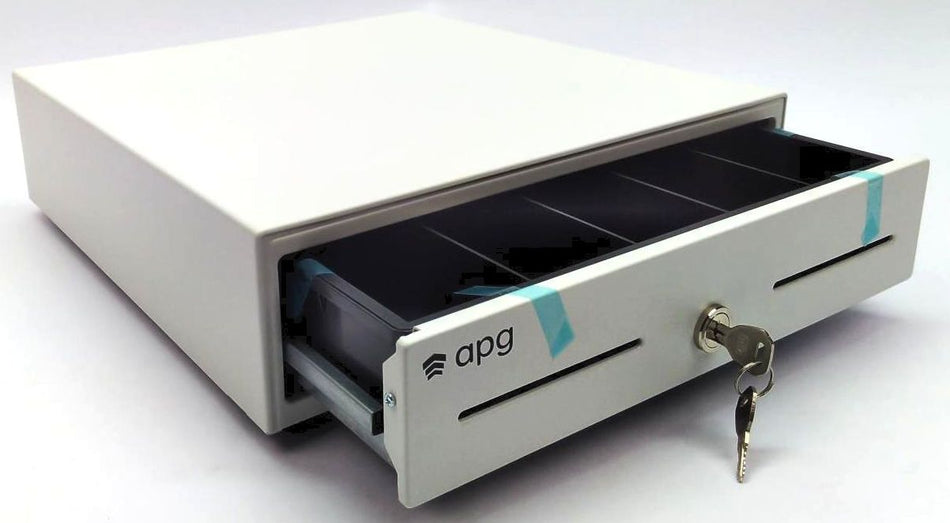 APG Cash Drawer EKDS320-1-W330-A11 White 3 Bills x 5 Coins 13" x 13"