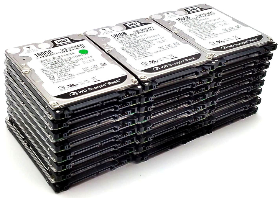 Lot of 24 Western Digital Hard Drive 160GB WD1600BEKT 7200 RPM 2.5" SATA