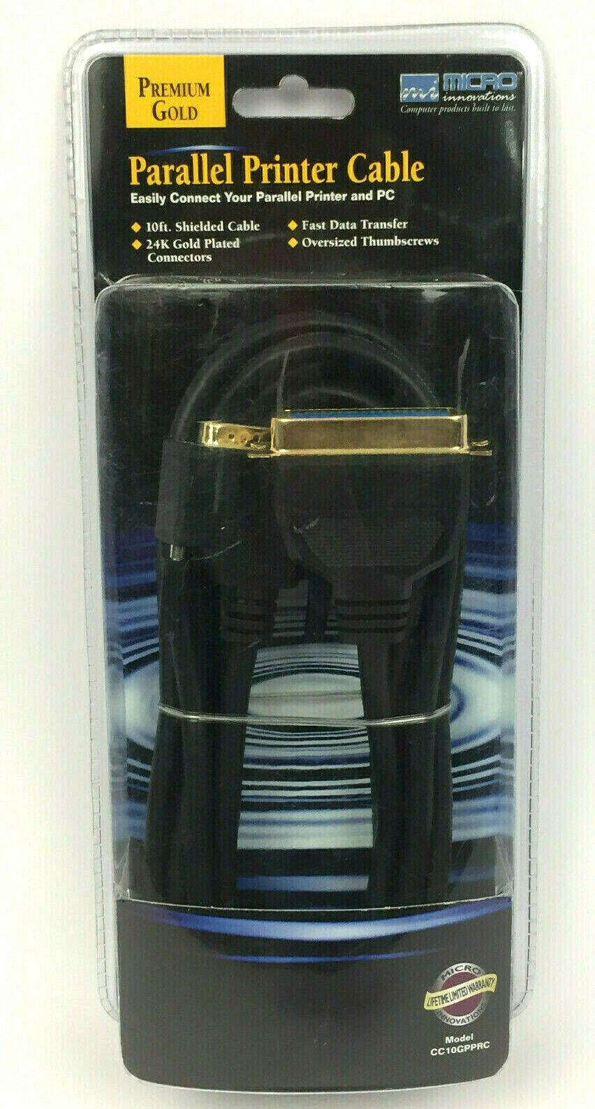 Micro Innovations Parallel Printer Premium Gold Shielded Cable CC10GPPRC Size 10