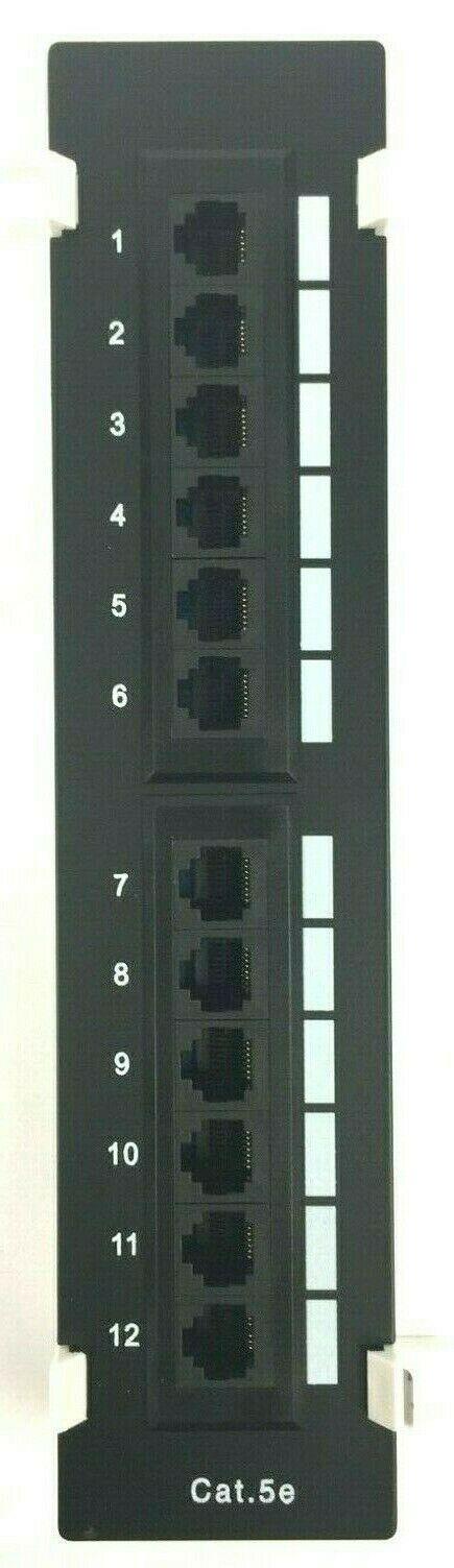 W Box C5EPP12V Cat5E Patch Panel 12 Port Vertical with Bracket