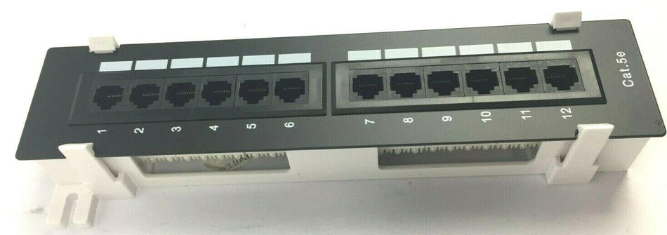 W Box C5EPP12V Cat5E Patch Panel 12 Port Vertical with Bracket