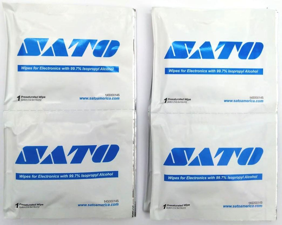 SATO 14S00014S Presaturated 5"x 6" Electronics Wipes 99.7% Isopropyl Alcohol